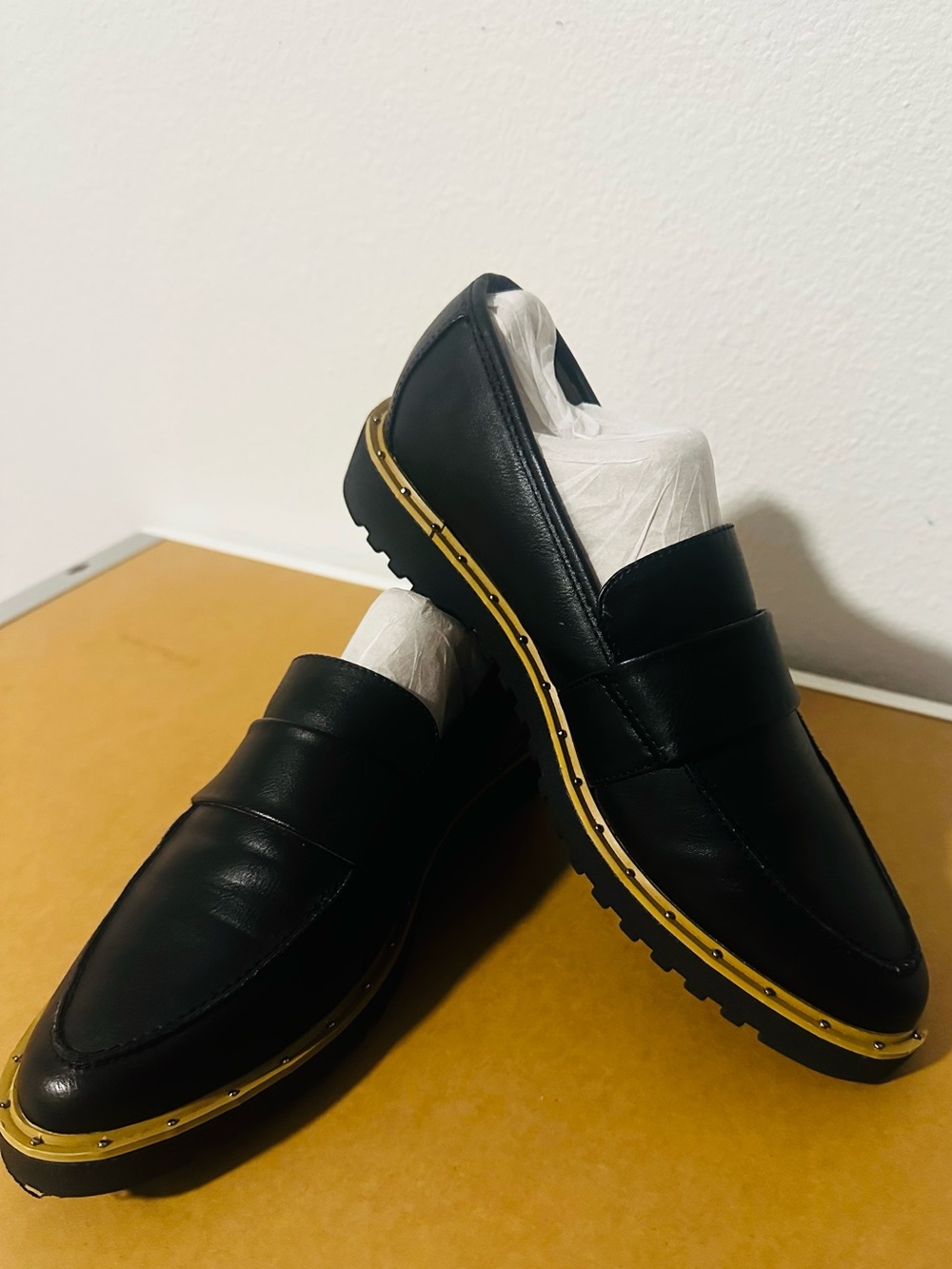 Bar III Black Leather Loafers